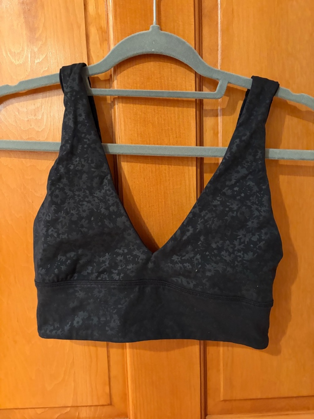 lululemon athletica Black V-Neck align bra with Subtle Floral Print